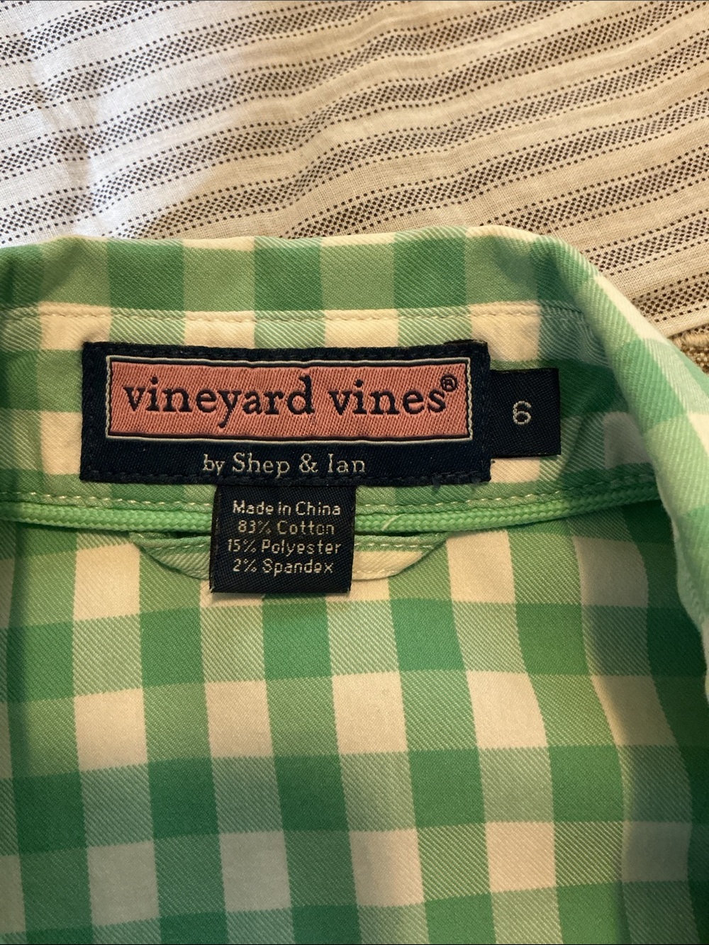 Vineyard Vines Green and White Gingham Midi Shirt Dress - Picture 6 of 7